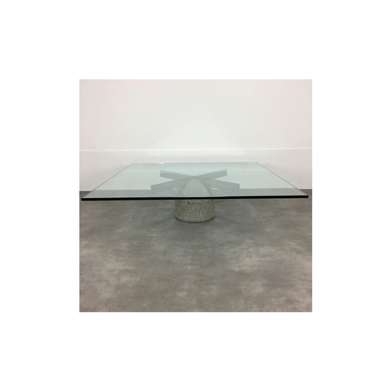 Image 1 of Vintage paracarro salontafel in crista glas van Giovanni Offredi voor Saporiti, Italië 1970
