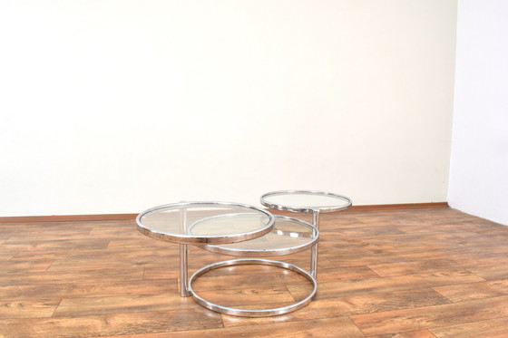 Image 1 of Vintage Milo Baughman Stijl Chromen Draaibare Salontafel, 1970S