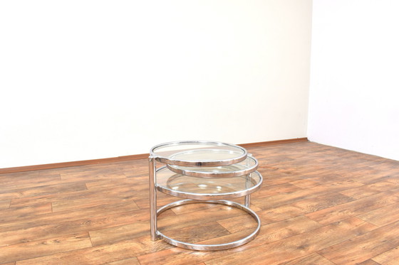 Image 1 of Vintage Milo Baughman Stijl Chromen Draaibare Salontafel, 1970S