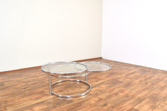 Image 1 of Vintage Milo Baughman Stijl Chromen Draaibare Salontafel, 1970S