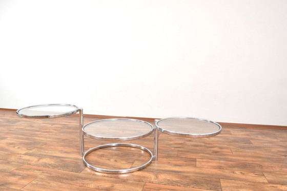 Image 1 of Vintage Milo Baughman Stijl Chromen Draaibare Salontafel, 1970S