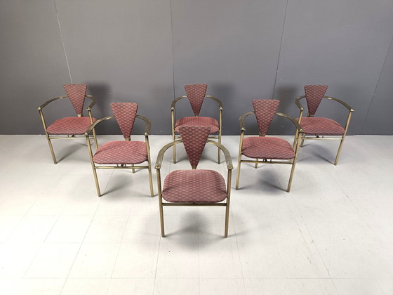 Image 1 of Postmoderne eetkamerstoelen van Belgochrom, 1980S