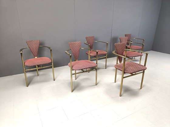 Image 1 of Postmoderne eetkamerstoelen van Belgochrom, 1980S