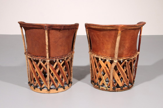 Image 1 of Folk Art Equipale Struisvogelstoel Leer Mexico 1970