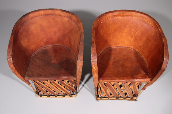 Image 1 of Folk Art Equipale Struisvogelstoel Leer Mexico 1970