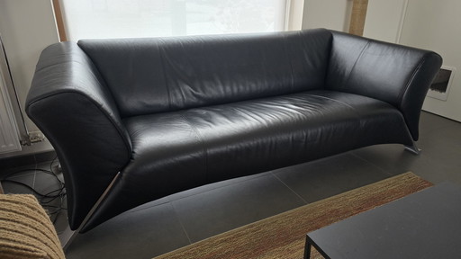 Rolf Benz 322 Club Sofa 3-Zits Designbank Leer Zwart