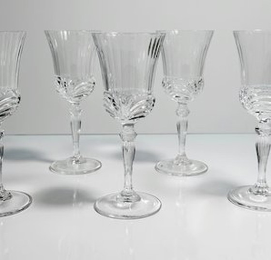 Image 1 of 5X Italiaanse kristallen glazen wijn jaren 80 schelp decor