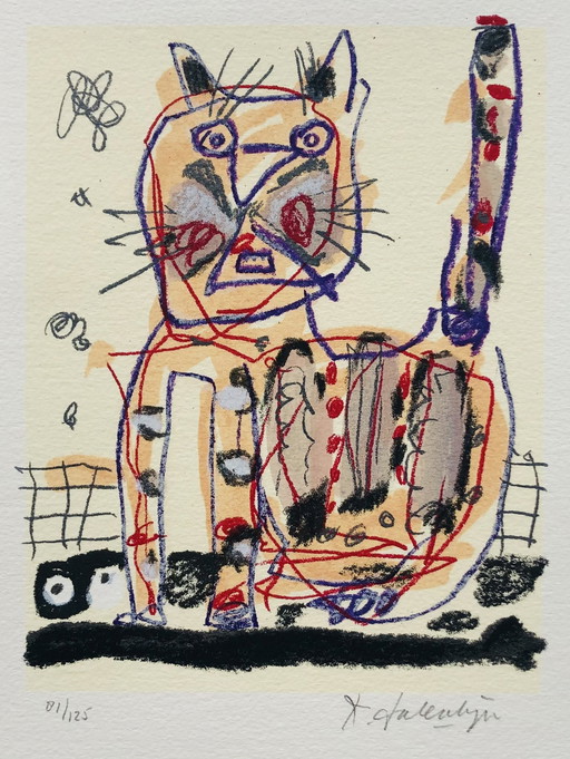 Kees Salentijn - Zeefdruk Kat