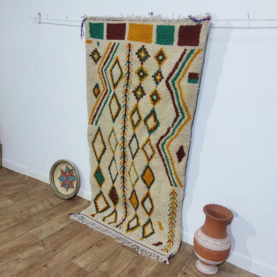 Image 1 of Handgemaakte Marokkaanse Berber Wollen Tapijt - Tapis Berbère Marocain En Laine Fait Main