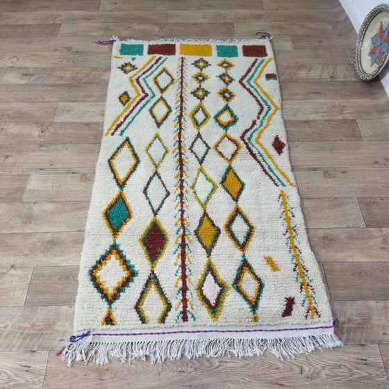 Image 1 of Handgemaakte Marokkaanse Berber Wollen Tapijt - Tapis Berbère Marocain En Laine Fait Main