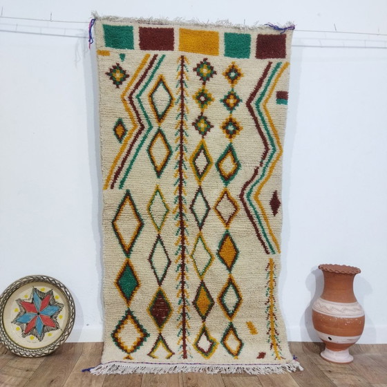 Image 1 of Handgemaakte Marokkaanse Berber Wollen Tapijt - Tapis Berbère Marocain En Laine Fait Main