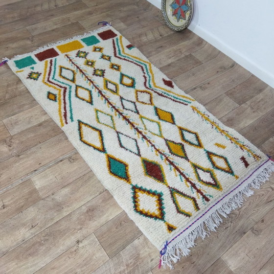 Image 1 of Handgemaakte Marokkaanse Berber Wollen Tapijt - Tapis Berbère Marocain En Laine Fait Main