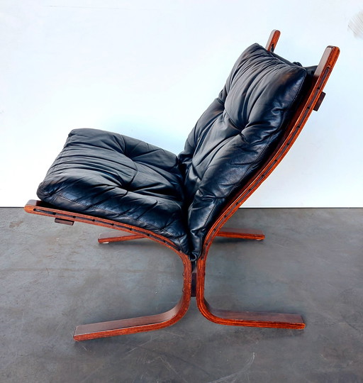 Originele Westnofa Siësta Chair By Ingmar Relling | Zwart Leer