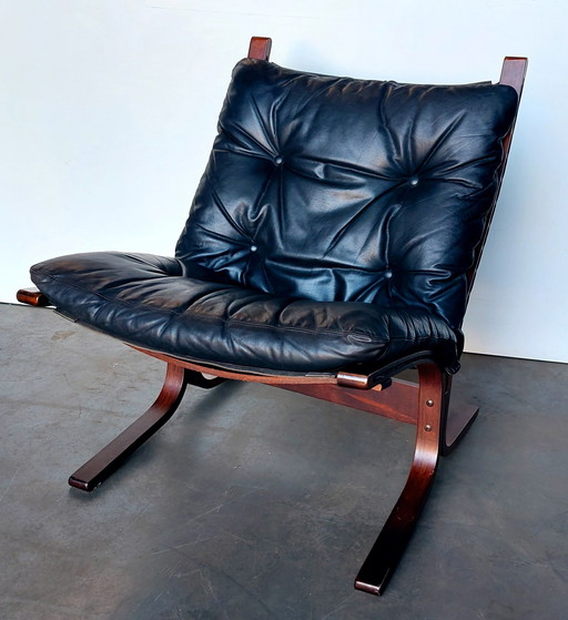 Originele Westnofa Siësta Chair By Ingmar Relling | Zwart Leer