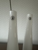 3x Vintage vaasjes hand geblazen wit