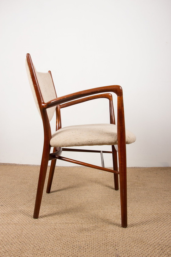 Image 1 of Deense Teakhouten en stoffen fauteuil Model Bo-72 van Finn Jhul voor Bovirke 1946.