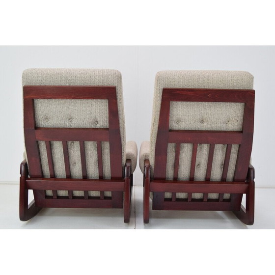 Image 1 of Paar mid century houten schommelstoelen, Tsjecho-Slowakije 1980