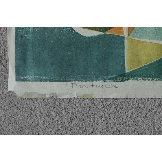 Image 1 of Vintage kleurenschilderij door Viking Forsberg, 1958