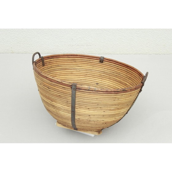 Image 1 of Vintage rieten en ijzeren mand, Duitsland 1950