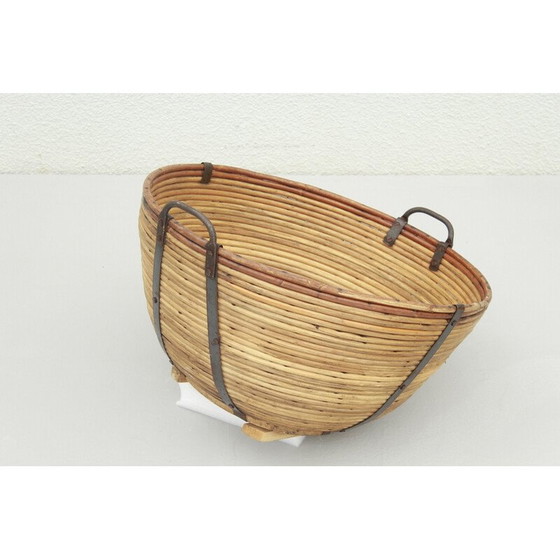 Image 1 of Vintage rieten en ijzeren mand, Duitsland 1950
