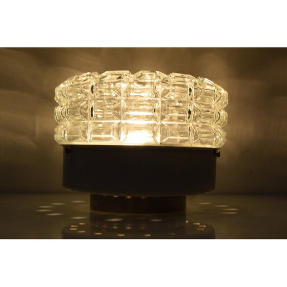 Image 1 of Plafondlamp van Mid Century glas en metaal, Tsjecho-Slowakije 1970