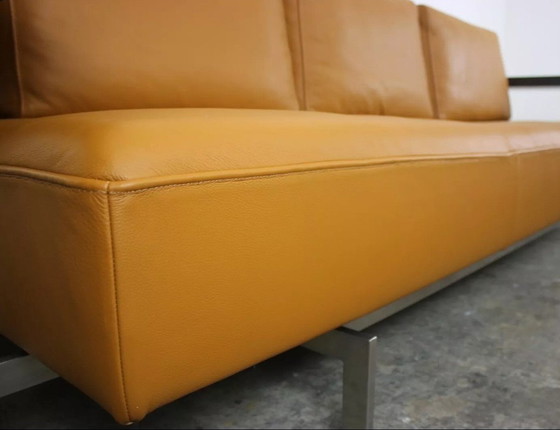 Image 1 of Rolf Benz Dono6100 Couch driezits bruin lederen uitschuifbare bank