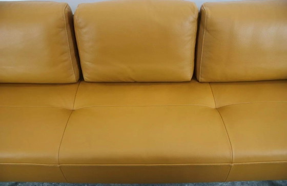 Image 1 of Rolf Benz Dono6100 Couch driezits bruin lederen uitschuifbare bank