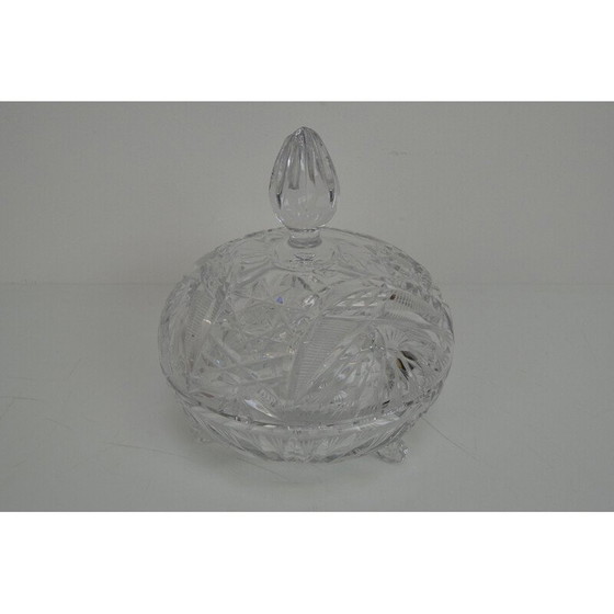 Image 1 of Vintage kunstgeslepen glazen pot, Tsjechoslowakije 1960