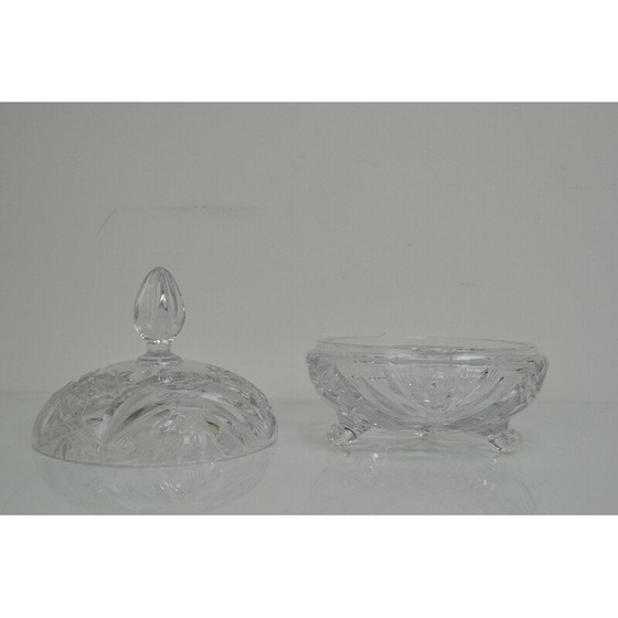 Image 1 of Vintage kunstgeslepen glazen pot, Tsjechoslowakije 1960