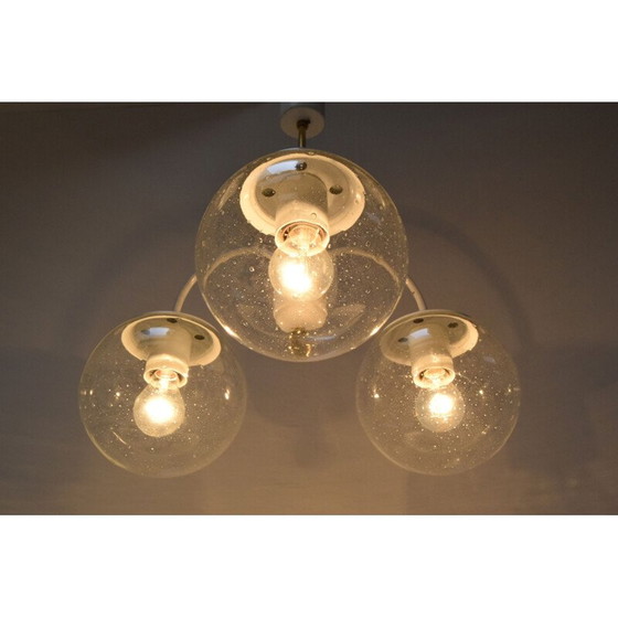 Image 1 of Vintage kroonluchter van glas en messing van Kamenicky Senov, Tsjechië 1970