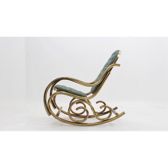 Image 1 of Vintage satijn gestoffeerde koperen schommelstoel van Thonet, 1940