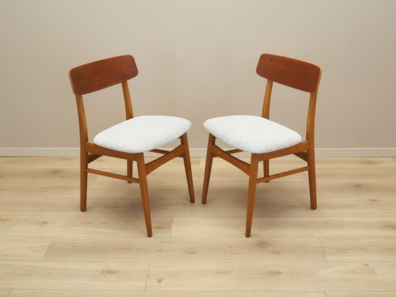 Image 1 of Set van twee beukenhouten stoelen, Deens ontwerp, 1960S, Vervaardiging: Denemarken