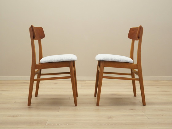 Image 1 of Set van twee beukenhouten stoelen, Deens ontwerp, 1960S, Vervaardiging: Denemarken