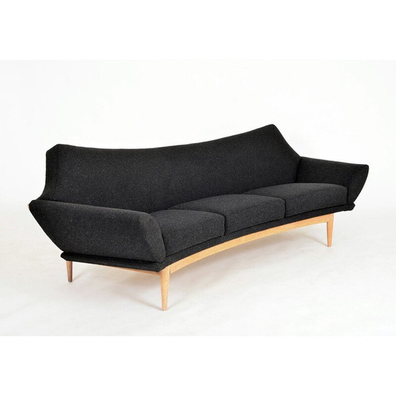 Image 1 of Vintage Zweedse Eiken Gebogen Sofa en Stoel Johannes Andersen Trensums 1960