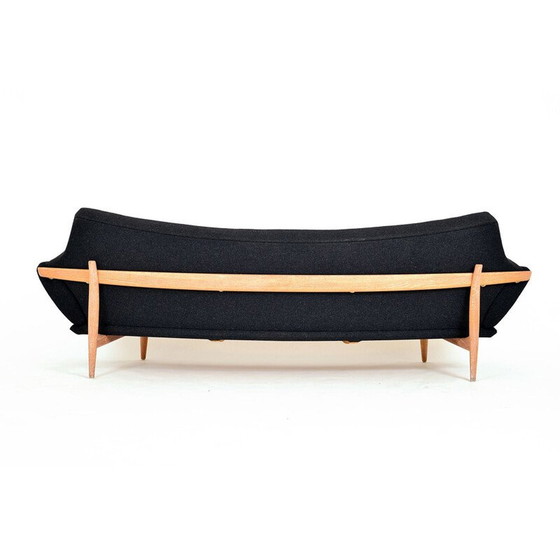 Image 1 of Vintage Zweedse Eiken Gebogen Sofa en Stoel Johannes Andersen Trensums 1960