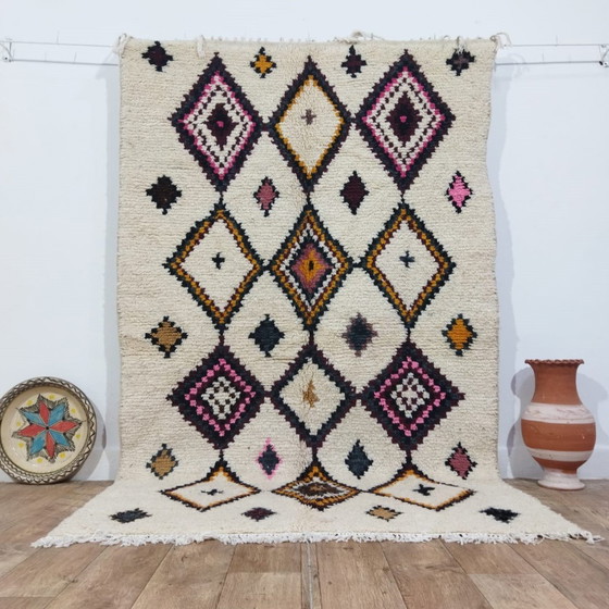 Image 1 of Handgemaakte Marokkaanse Berber Vloerkleed Van Pure Wol - Tapis Berbère Marocain Azilal En Laine