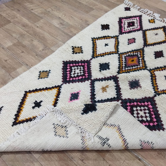 Image 1 of Handgemaakte Marokkaanse Berber Vloerkleed Van Pure Wol - Tapis Berbère Marocain Azilal En Laine