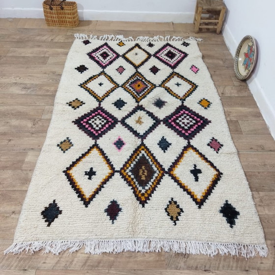 Image 1 of Handgemaakte Marokkaanse Berber Vloerkleed Van Pure Wol - Tapis Berbère Marocain Azilal En Laine