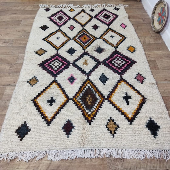 Image 1 of Handgemaakte Marokkaanse Berber Vloerkleed Van Pure Wol - Tapis Berbère Marocain Azilal En Laine