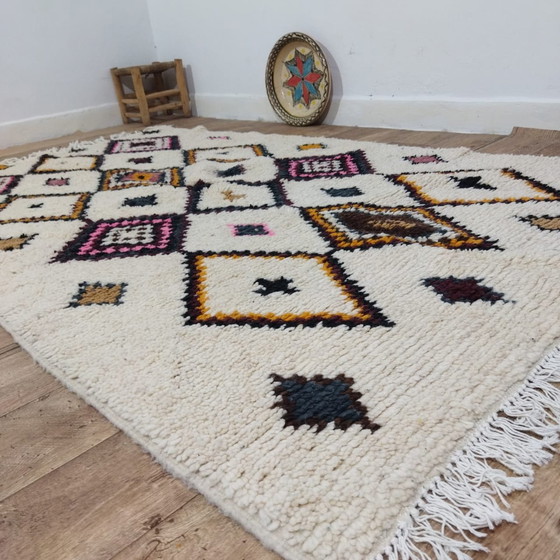 Image 1 of Handgemaakte Marokkaanse Berber Vloerkleed Van Pure Wol - Tapis Berbère Marocain Azilal En Laine