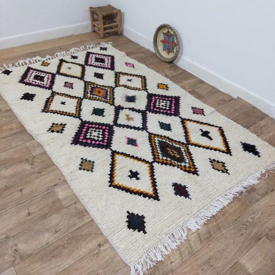 Image 1 of Handgemaakte Marokkaanse Berber Vloerkleed Van Pure Wol - Tapis Berbère Marocain Azilal En Laine