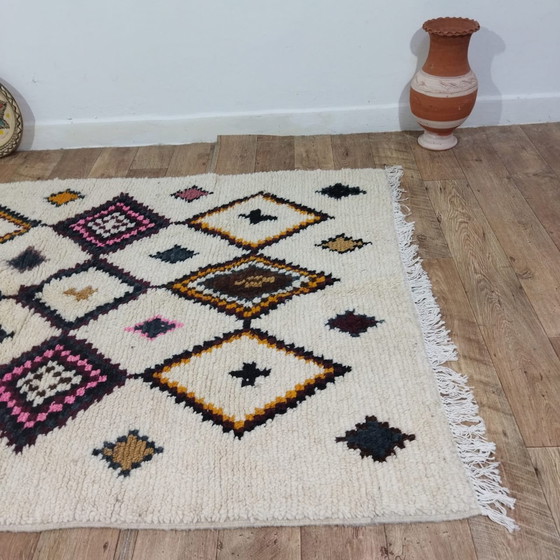 Image 1 of Handgemaakte Marokkaanse Berber Vloerkleed Van Pure Wol - Tapis Berbère Marocain Azilal En Laine