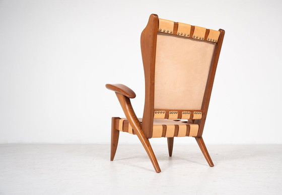 Image 1 of Mid Century Paar fauteuils met hoge rugleuning van Guglielmo Pecorini, Italië, 1930S - Nieuw Leer