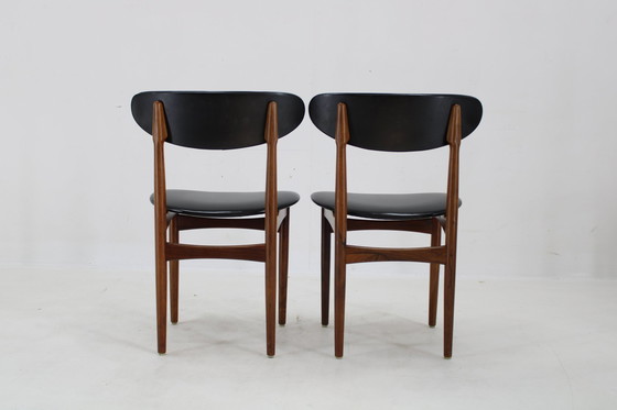 Image 1 of 1960S Set van zes Scantic Mobelvaerk eetkamerstoelen in kunstleer, Denemarken