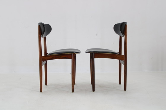 Image 1 of 1960S Set van zes Scantic Mobelvaerk eetkamerstoelen in kunstleer, Denemarken