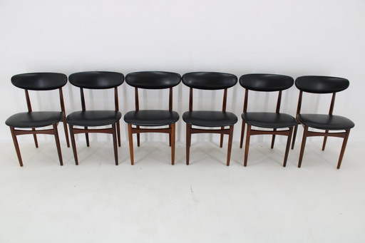 1960S Set van zes Scantic Mobelvaerk eetkamerstoelen in kunstleer, Denemarken