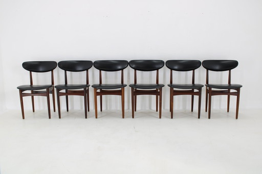 1960S Set van zes Scantic Mobelvaerk eetkamerstoelen in kunstleer, Denemarken