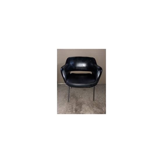 Image 1 of Vintage zwart leren fauteuil van Eero Saarien voor Cassina