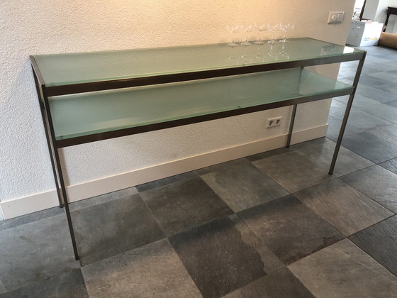 Image 1 of Moderne Lange Sidetable Console Van Glas En Geborsteld Staal