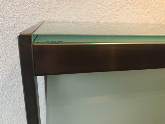 Image 1 of Moderne Lange Sidetable Console Van Glas En Geborsteld Staal